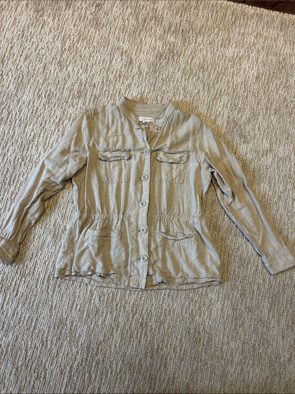 Light Taupe Button-Front Casual Jacket - Picture 1 of 8